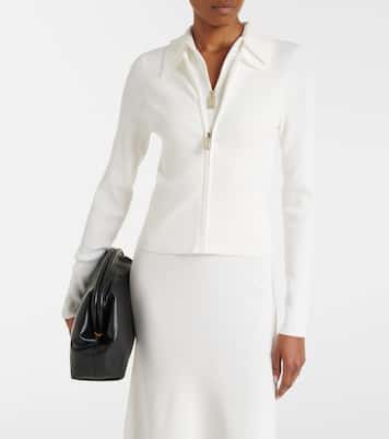 Mila ribbed-knit zip-up top | Victoria Beckham