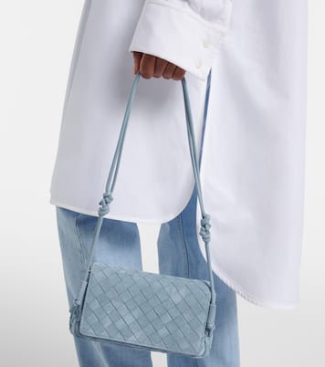 Notturno Intrecciato suede crossbody bag | Bottega Veneta