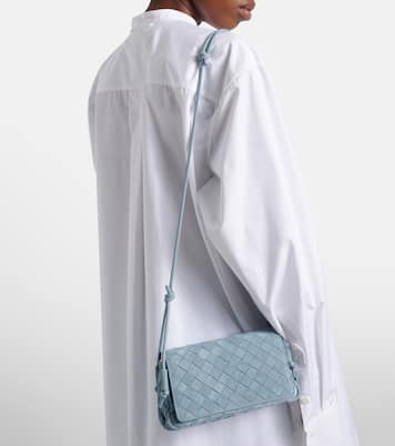 Notturno Intrecciato suede crossbody bag | Bottega Veneta