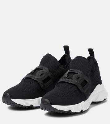 Leather-trimmed knit sneakers | Tod's