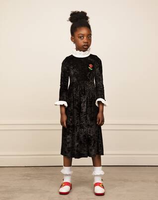 Embroidered velour dress | Mini Rodini