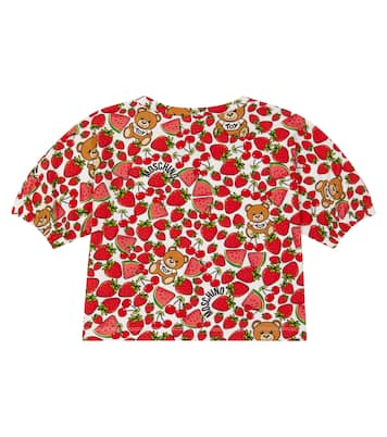 Printed cotton-blend crop top | Moschino Kids