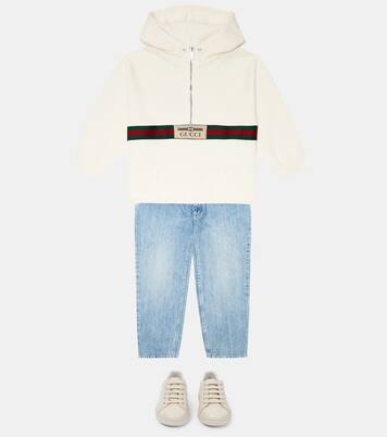 Web cotton jersey hoodie | Gucci Kids