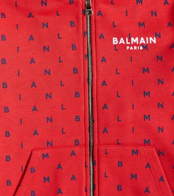Logo cotton zip-up hoodie | Balmain Kids