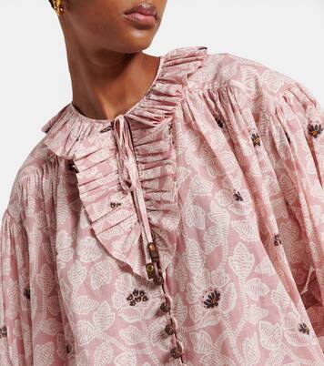 Ottie ruffled floral cotton top | Zimmermann