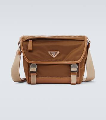 Re-Nylon leather-trimmed shoulder bag | Prada