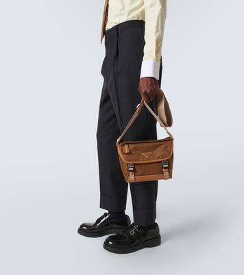 Re-Nylon leather-trimmed shoulder bag | Prada