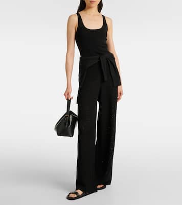 Weite High-Rise-Hose aus Häkelstrick | Toteme