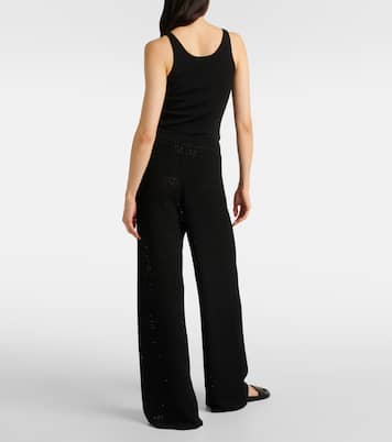 Weite High-Rise-Hose aus Häkelstrick | Toteme