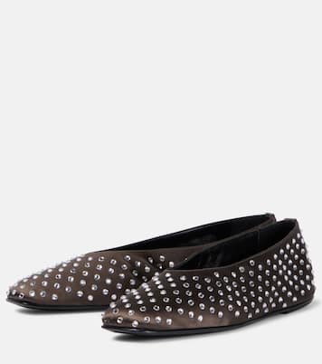 Crystal-embellished satin ballet flats | Magda Butrym