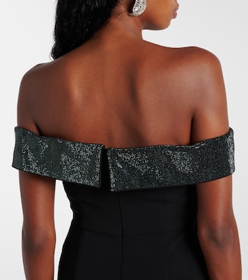 Robe en crêpe à encolure bardot | Self-Portrait