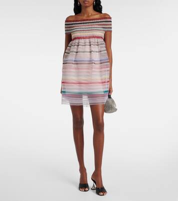 Robe rayée à encolure bardot | Susan Fang