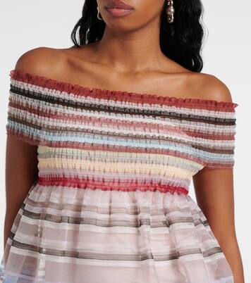 Robe rayée à encolure bardot | Susan Fang