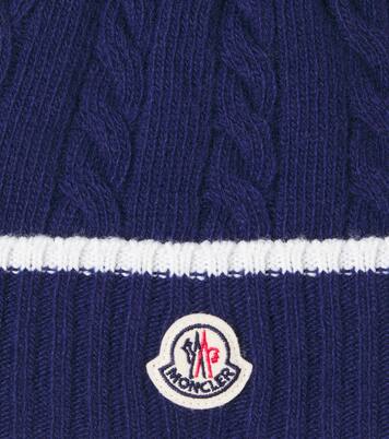 Cable-knit logo virgin wool beanie | Moncler Enfant