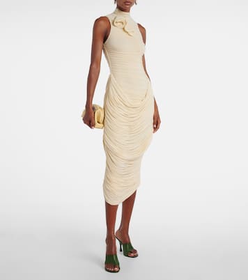 Floral-appliqué draped ruched gown | Magda Butrym