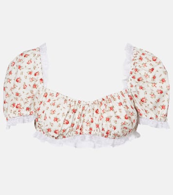 Crop top de popelín de algodón con encaje | Dolce&Gabbana