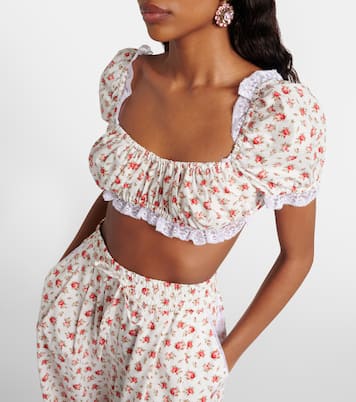 Crop top de popelín de algodón con encaje | Dolce&Gabbana