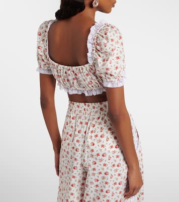 Crop top de popelín de algodón con encaje | Dolce&Gabbana