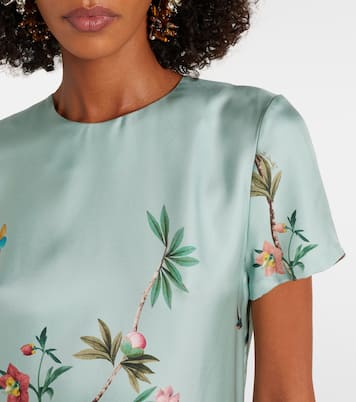 Maxikleid Swing aus Seiden-Twill mit Federn | La DoubleJ