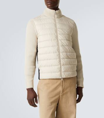 羽绒拼接羊毛边饰拉链开衫 | Moncler