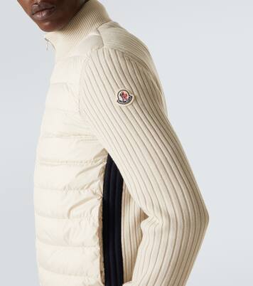 羽绒拼接羊毛边饰拉链开衫 | Moncler