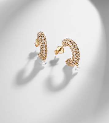 Helios 18kt gold hoop earrings with diamonds | Persée