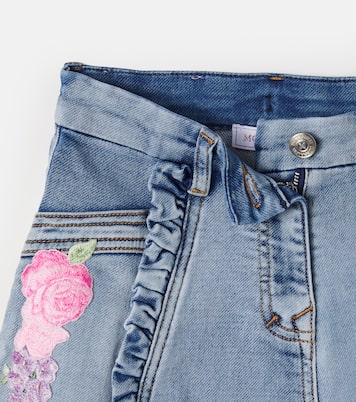 Embroidered denim skirt | Monnalisa