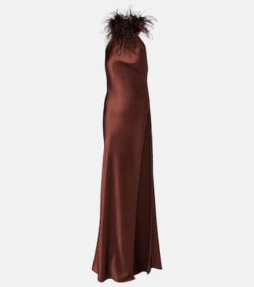Jazzy embellished feather-trimmed gown | The New Arrivals Ilkyaz Ozel