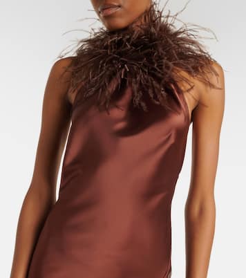 Jazzy embellished feather-trimmed gown | The New Arrivals Ilkyaz Ozel