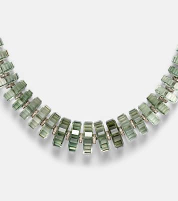 Aura sterling silver beaded necklace with gemstones | Ileana Makri