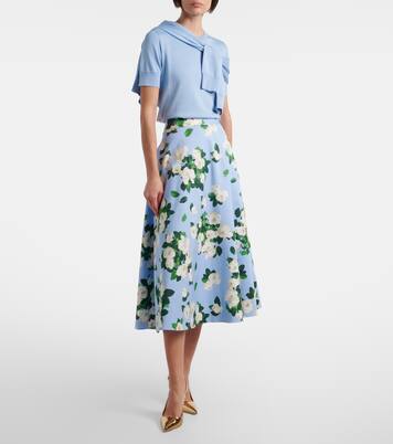 Floral faille midi skirt | Carolina Herrera