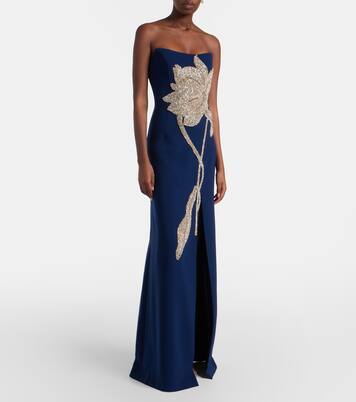 Fara crystal-embellished crêpe gown | Costarellos