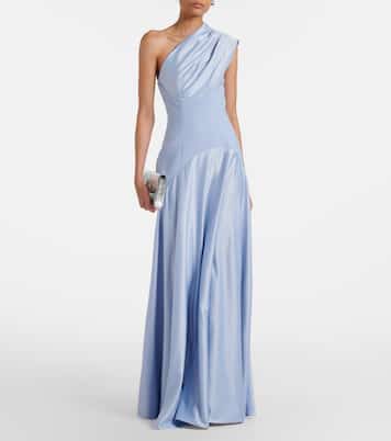 Robe asymétrique Gabriela en crêpe et satin | Solace London