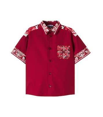 Majolica cotton-blend poplin shirt | Dolce&Gabbana Kids