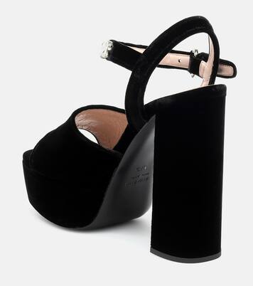 Verzierte Plateausandalen aus Samt | Miu Miu