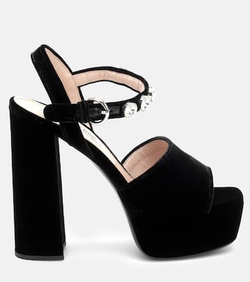 Verzierte Plateausandalen aus Samt | Miu Miu