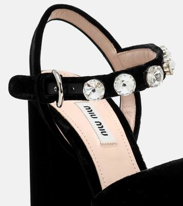 Verzierte Plateausandalen aus Samt | Miu Miu