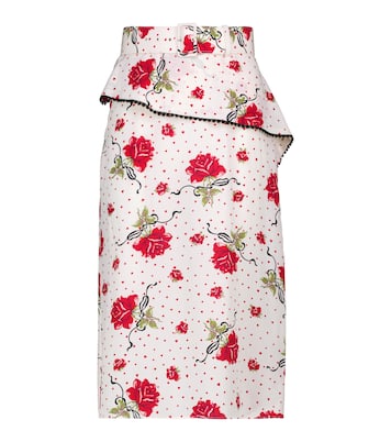 High-rise floral silk crêpe midi skirt | Rodarte