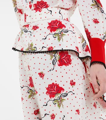 High-rise floral silk crêpe midi skirt | Rodarte