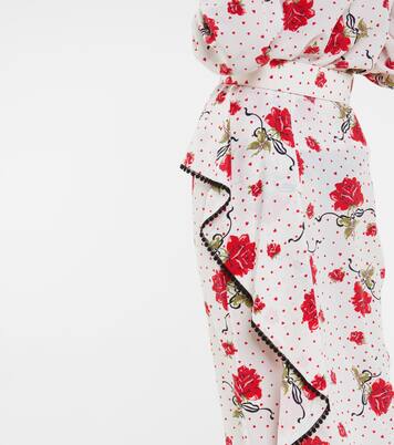 High-rise floral silk crêpe midi skirt | Rodarte