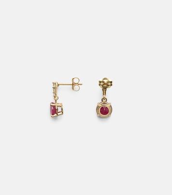 Boucles d'oreilles en or 14 ct, rubis et diamants | Stone and Strand