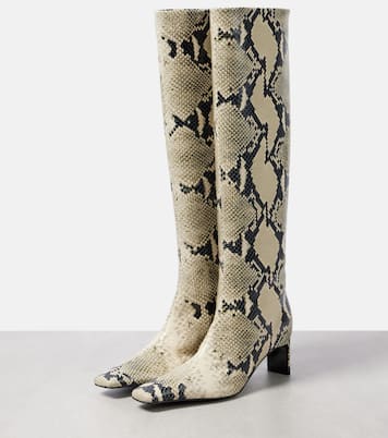 Ona 55 snake-effect leather knee-high boots | Khaite
