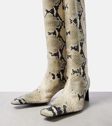 Ona 55 snake-effect leather knee-high boots | Khaite