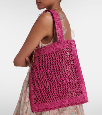 Summer Banana raffia-effect tote bag | Chloé