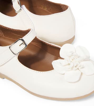 Floral-appliqué leather ballet flats | PèPè