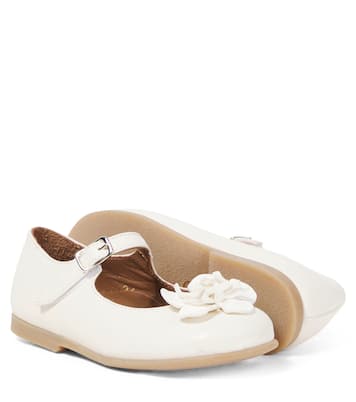 Floral-appliqué leather ballet flats | PèPè