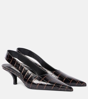 Croc-effect leather slingback pumps | Toteme