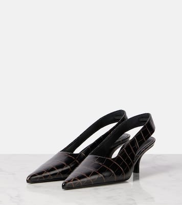 Croc-effect leather slingback pumps | Toteme