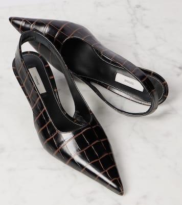 Croc-effect leather slingback pumps | Toteme