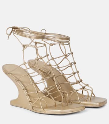 Web Cantilever woven leather wedges | Rick Owens